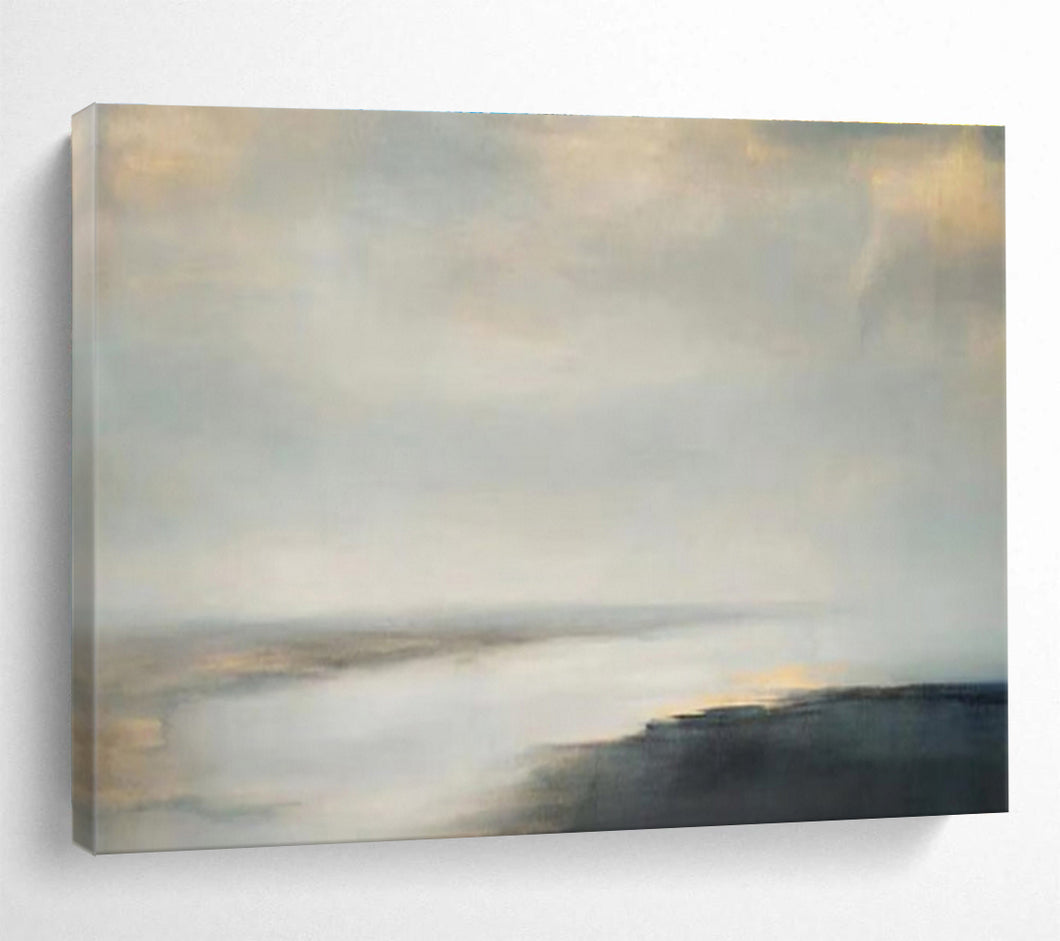 Softly Lit Sea Abstract Art for Scandinavian - Style Home & Serene Study DKH108