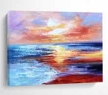 Load image into Gallery viewer, Colorful Sunset Seaside Abstract Painting for Coastal Home &amp; Beachfront Restaurant DKH294
