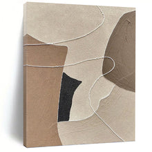 Load image into Gallery viewer, “Neutral Tones &amp; Lines” - Beige, Brown, Black, White Abstract Art on Canvas DKH1112
