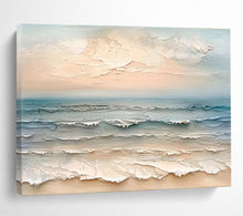 Load image into Gallery viewer, Textured “Sunset Beach Waves” Painting on Canvas, Coastal Art Statement DKH795
