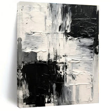 Load image into Gallery viewer, Black &amp; White Textured Abstract Canvas Painting, Ideal for Contemporary Gallery &amp; Monochrome Home Office LargeART1248
