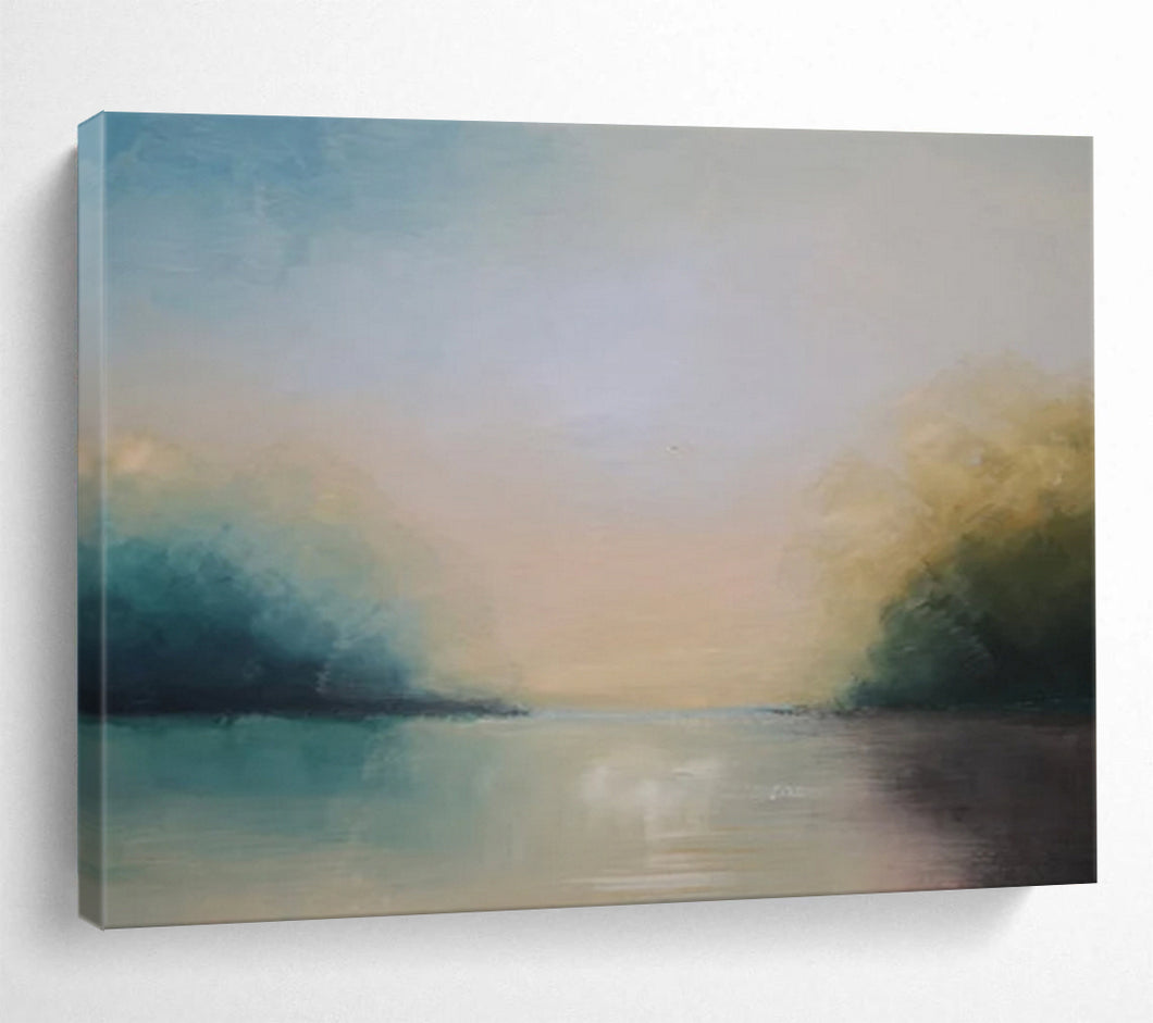 Soft - Toned Ethereal Riverview Abstract acrylic painting DLZ014