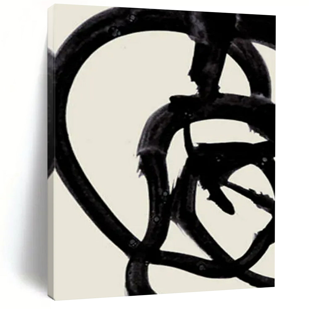 Bold Black Line Abstract Art, Perfect for Edgy Lounge & Modern Gallery LargeART2317