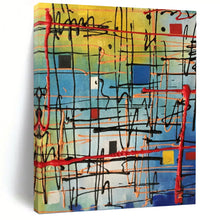Load image into Gallery viewer, “Colorful Grid - Like Abstract” - Modern Geometric Art on Canvas DKH1582
