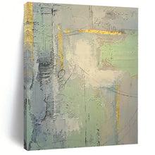 Load image into Gallery viewer, Oversized Gray - Mint Gold Abstract Acrylic Art for Living Room &amp; Office Lobby LargeART0374
