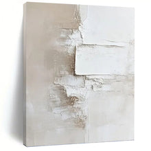 Load image into Gallery viewer, “Layered Textured White - Beige” Abstract Minimalist Painting on Canvas, Serene Wall Art DKH978

