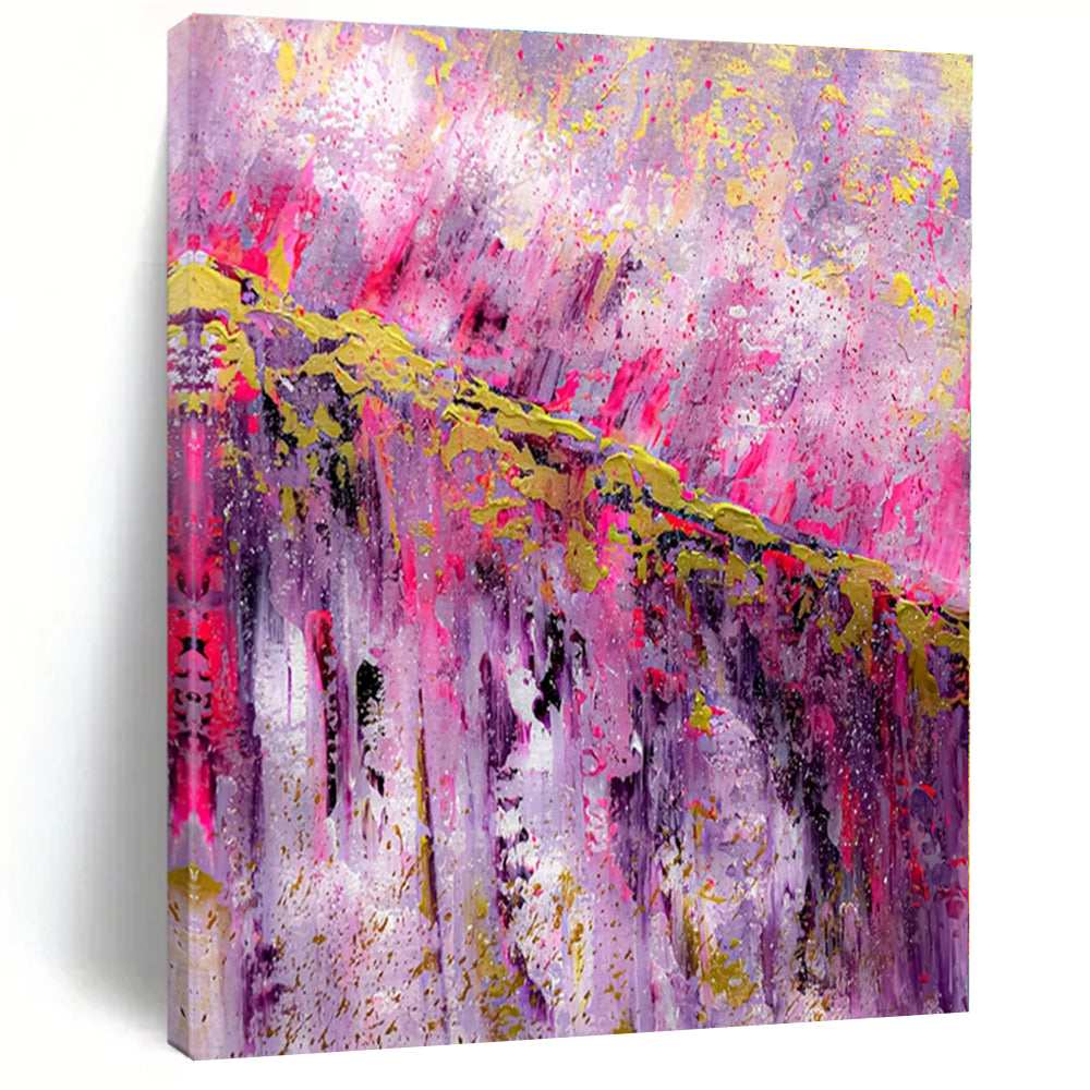 Pink and Purple Abstract Cascade Canvas Painting, Great for Romantic Bedroom & Whimsical Boutique LargeART1237