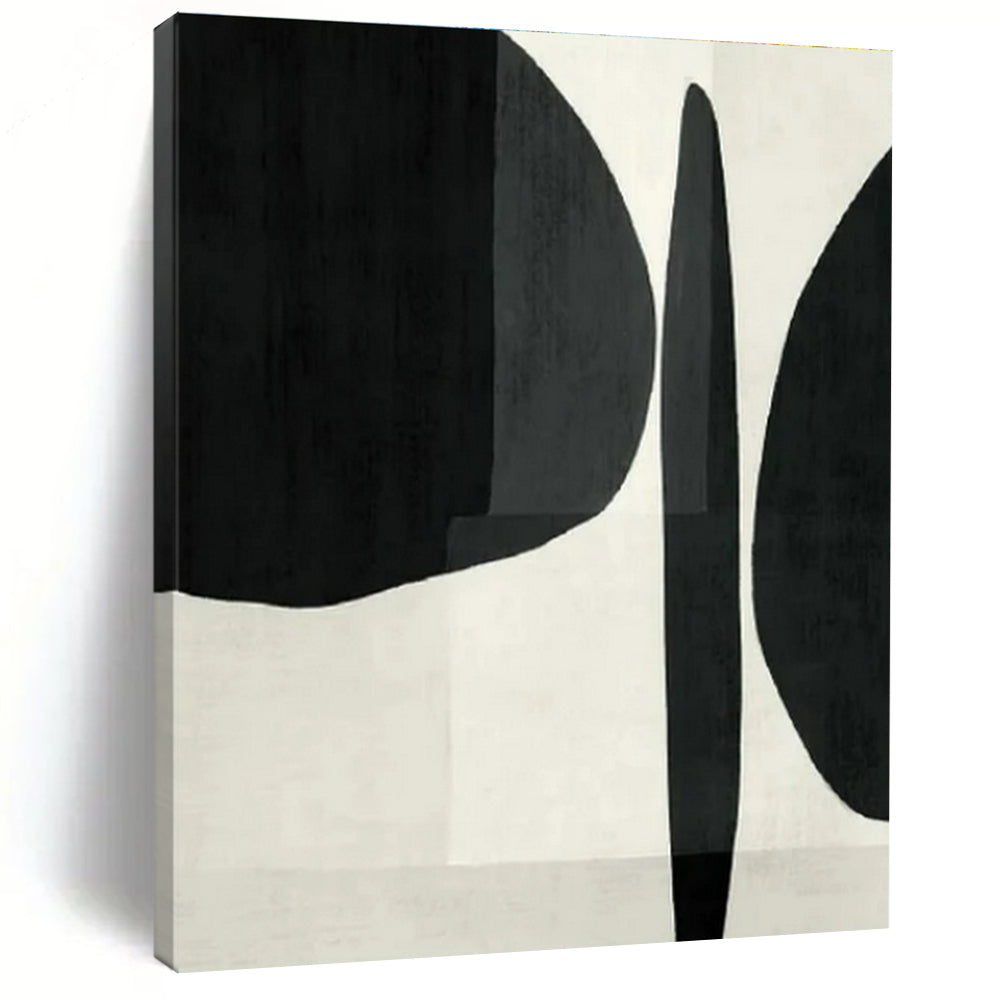 Black & White Organic Abstract Painting, Ideal for Art Gallery & Monochrome Study LargeART1447