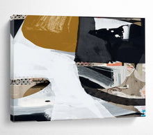 Load image into Gallery viewer, Modern Abstract Collage in Black, White, and Gold Abstract acrylic painting DLZ127
