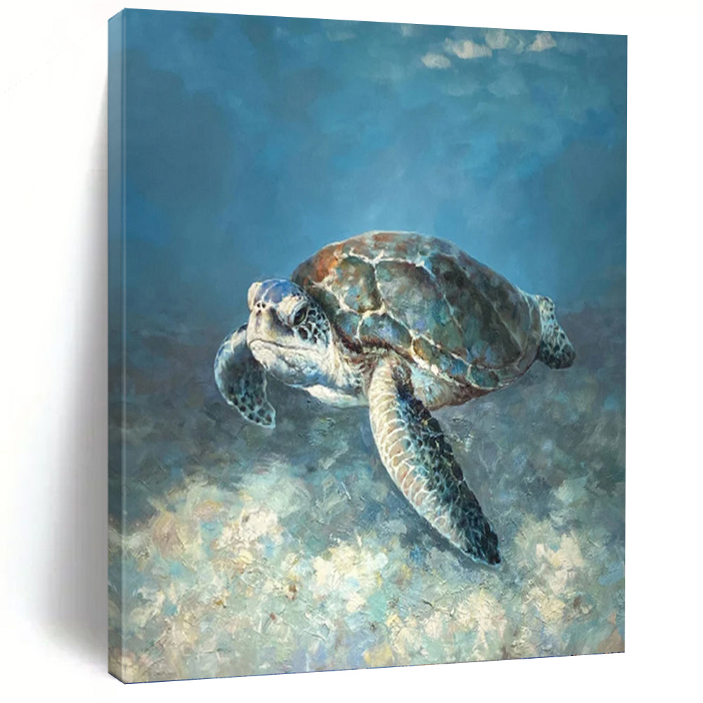 “Realistic Sea Turtle” - Detailed Marine Art on Canvas DKH1443