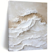 Load image into Gallery viewer, Large - Scale Textured Beige - White Wave Art for Coastal Home &amp; Spa LargeART0444
