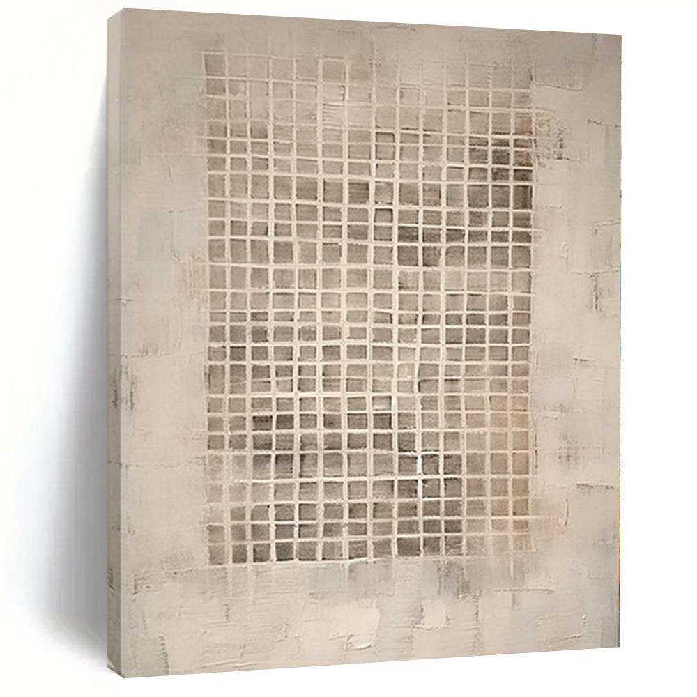 Hand - painted Substantial Grid - Patterned Abstract Acrylic Art for Minimalist Offices LargeART0091