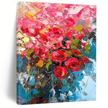 Load image into Gallery viewer, “Bold Pink Rose Bouquet” - Vivid Floral Impasto Art on Canvas DKH1432
