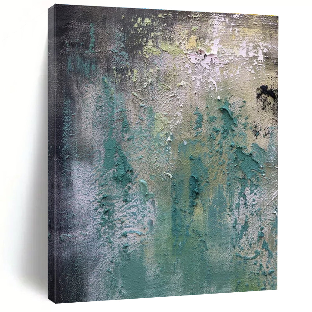 Green & Blue Textured Abstract Painting, Suited for Bohemian Living Room & Artistic Studio LargeART1472