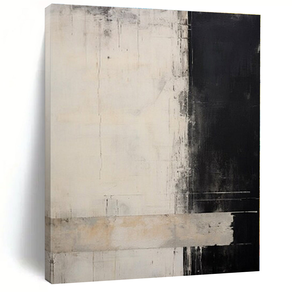 Black & White Textured Abstract Painting, Ideal for Modern Office Lobby & Monochrome Living Room LargeART1384