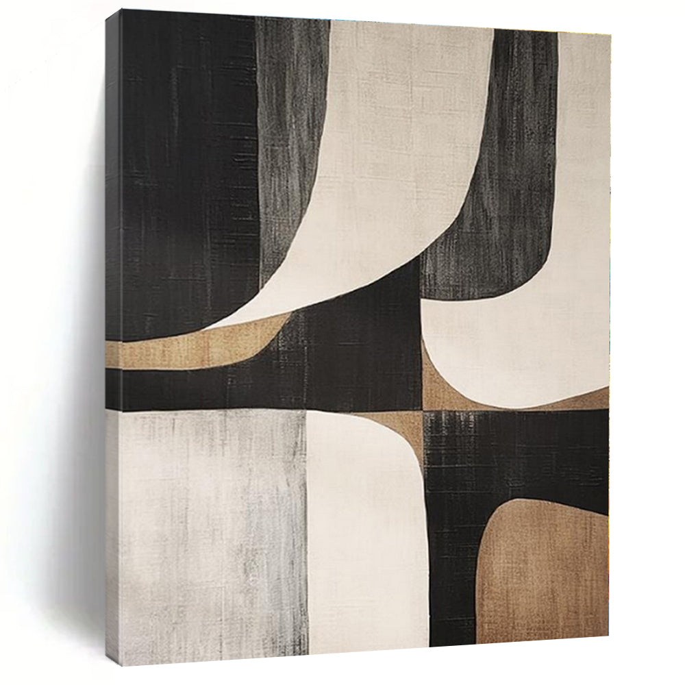 Curved Geometric Abstract Painting, Suited for Art - Deco Inspired Lounge & Creative Studio LargeART1372