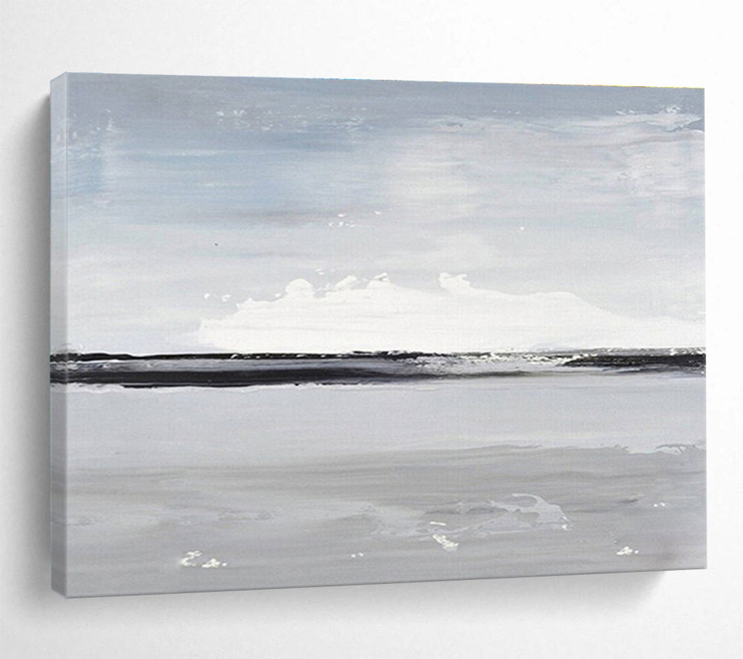 Monochromatic Coastal Abstract Painting On Canvas DKH437