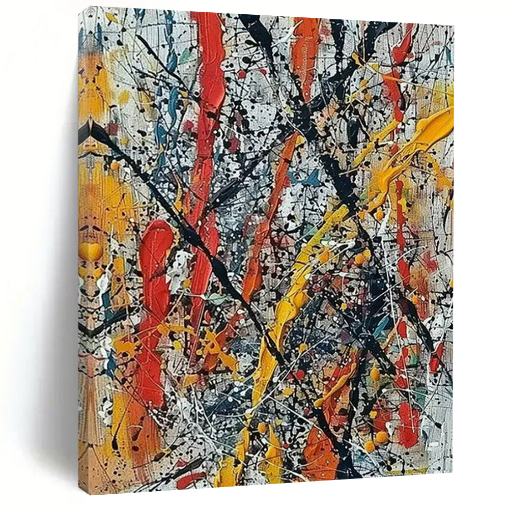 Color - Splashed Abstract Painting - Great for Game Room & Creative Studio LargeART2355