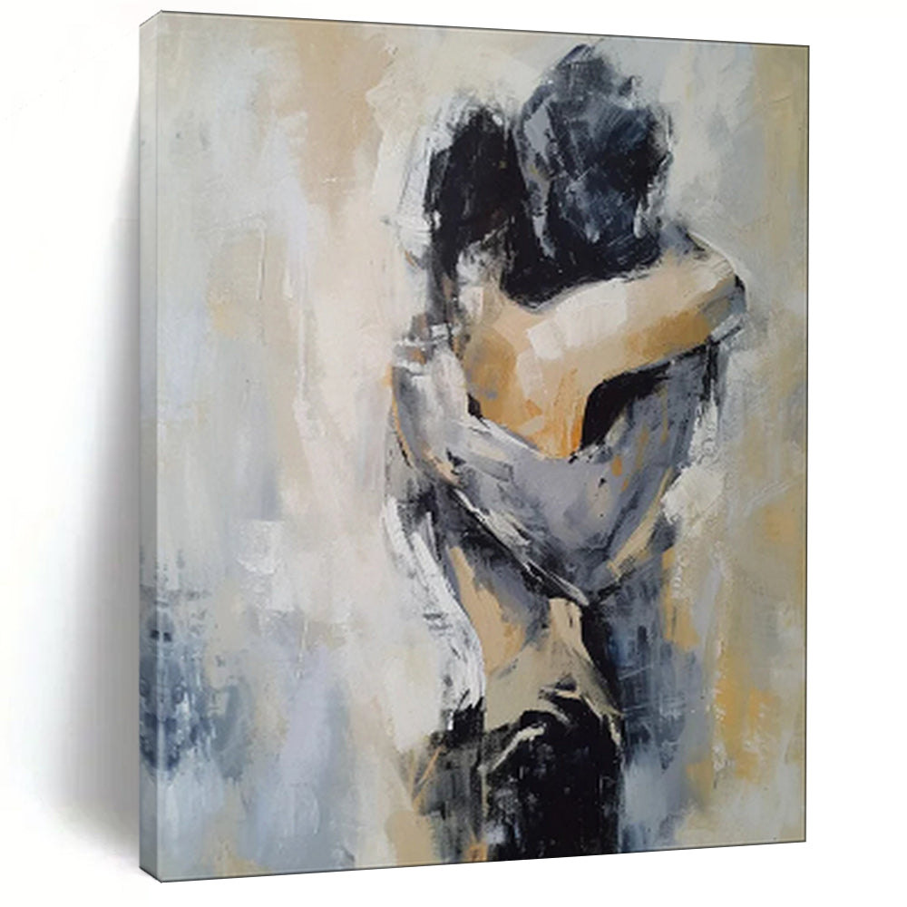 Abstract Embrace Painting, Perfect for Romantic Bedroom & Intimate Lounge LargeART1831