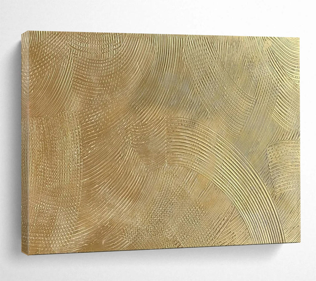 Golden Textured Abstract - Luxurious Living Room Art LargeART1523