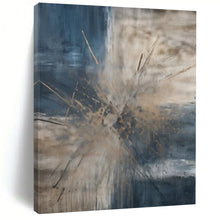 Load image into Gallery viewer, “Blue and Brown Abstract Burst” – Dramatic Abstract with Bursting Colors DTP119

