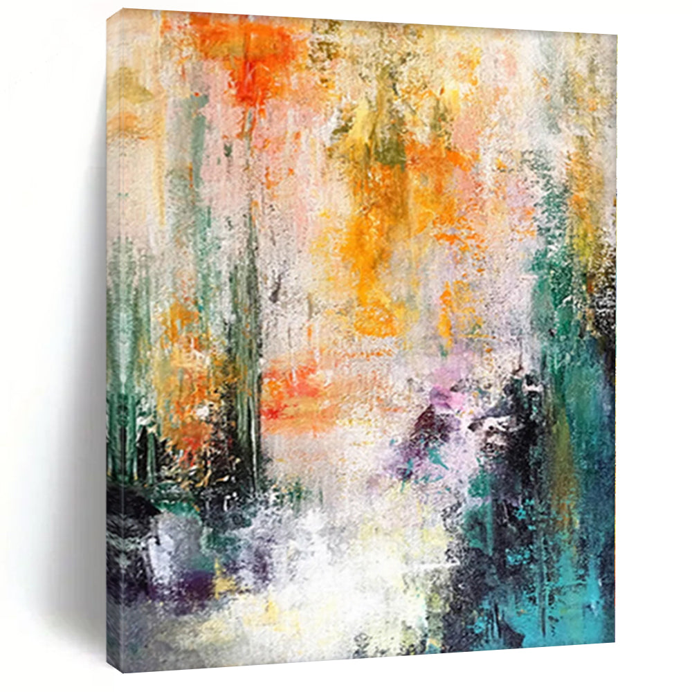 Hand - painted Substantial Warm - Hued Abstract Landscape Acrylic Art for Cozy Family Rooms LargeART0006