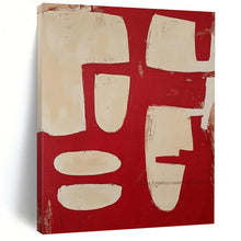 Load image into Gallery viewer, Red &amp; Beige Abstract Shapes - Ideal for Bohemian Living Room &amp; Art Studio LargeART2367

