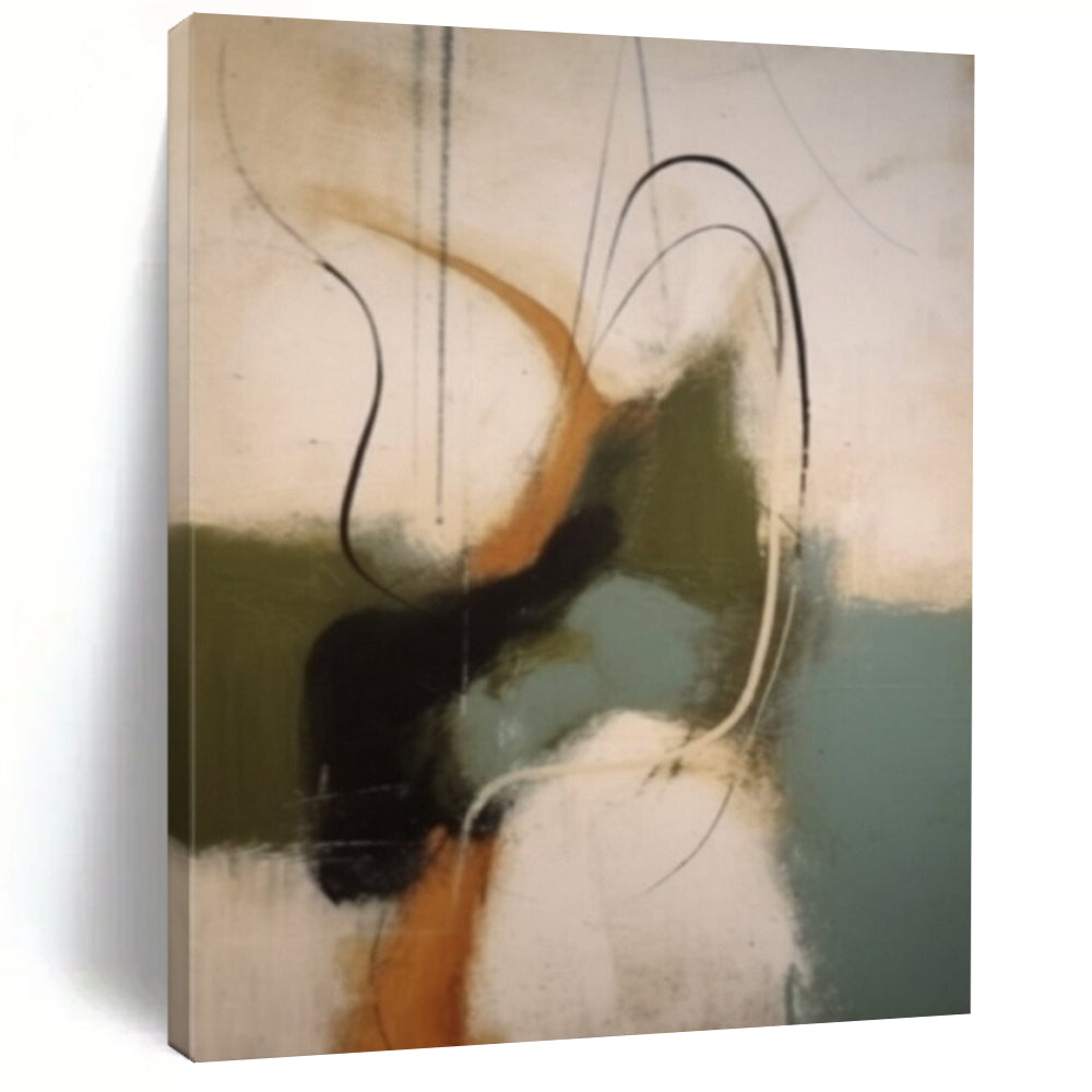 “Swirling Hues” – Flowing lines, mix of olive, teal, and amber on light backdrop DTP365