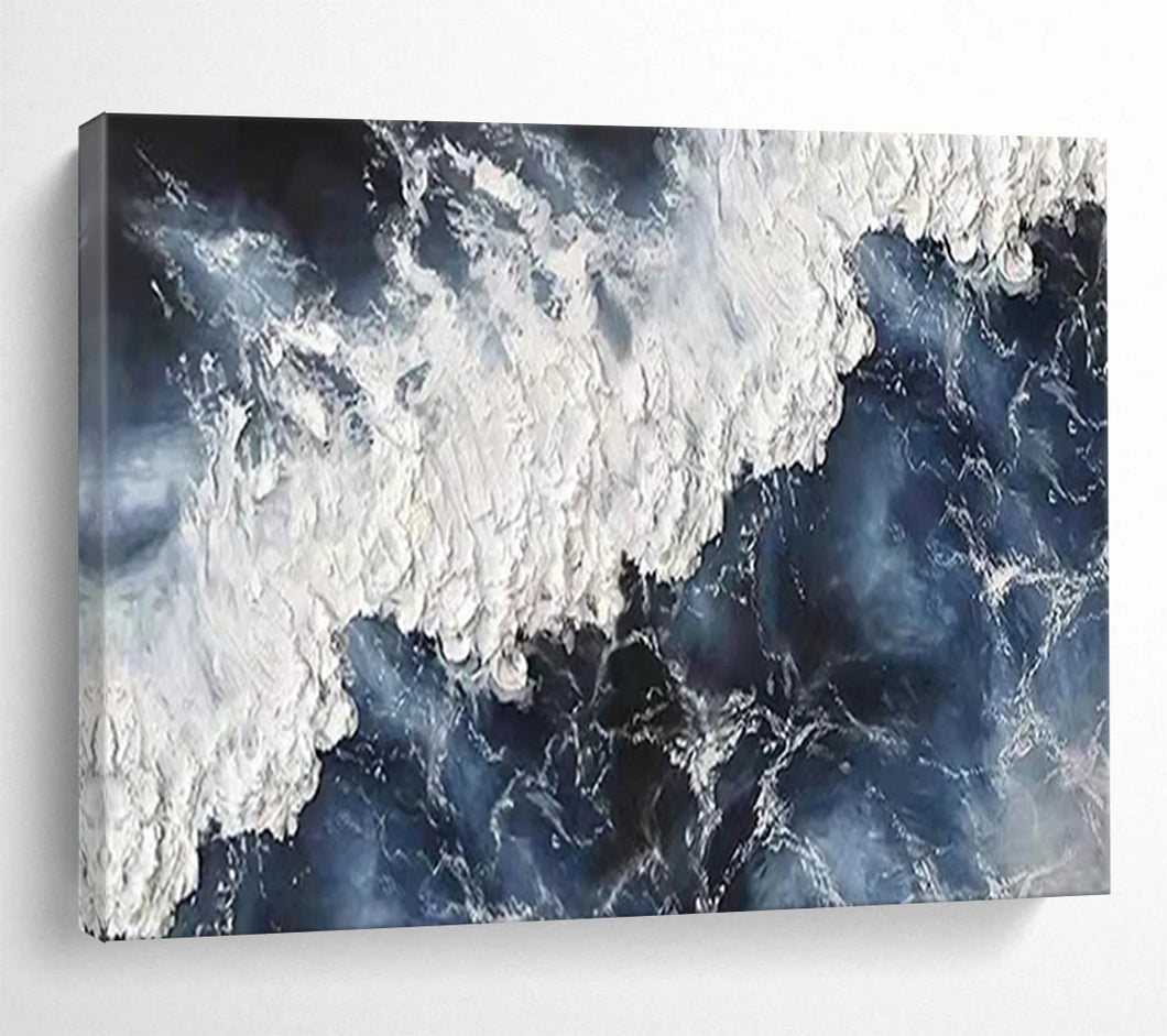 “Dynamic Ocean Waves” - Impasto - Style Abstract Acrylic, Suits Coastal Living Room and Fitness Studio DLZ250