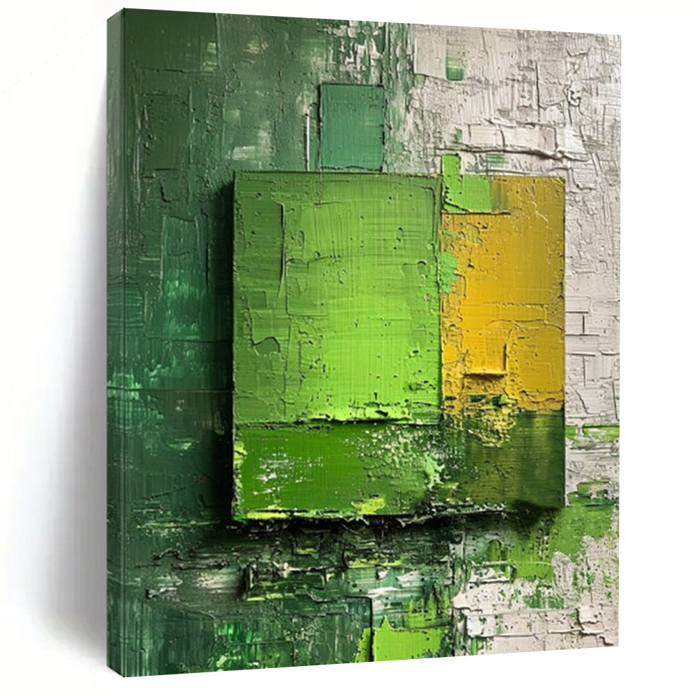 “Layered Green and Yellow Abstract” - Abstract Acrylic with Depth DTP030