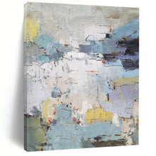 Load image into Gallery viewer, “Abstract Landscape Hues” ，Muted blues, grays, yellows, and hints of red, with a fragmented, abstract composition. DTP312
