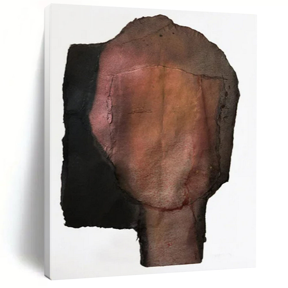 Mixed - Media Abstract Head Art, Dark - Toned Textured Collage for Edgy Studio & Dramatic Living Room LargeART2227