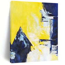 Load image into Gallery viewer, Oversized Hand - painted Bold Yellow and Blue Shapes Acrylic Art for Modern - Chic Home Offices LargeART0215
