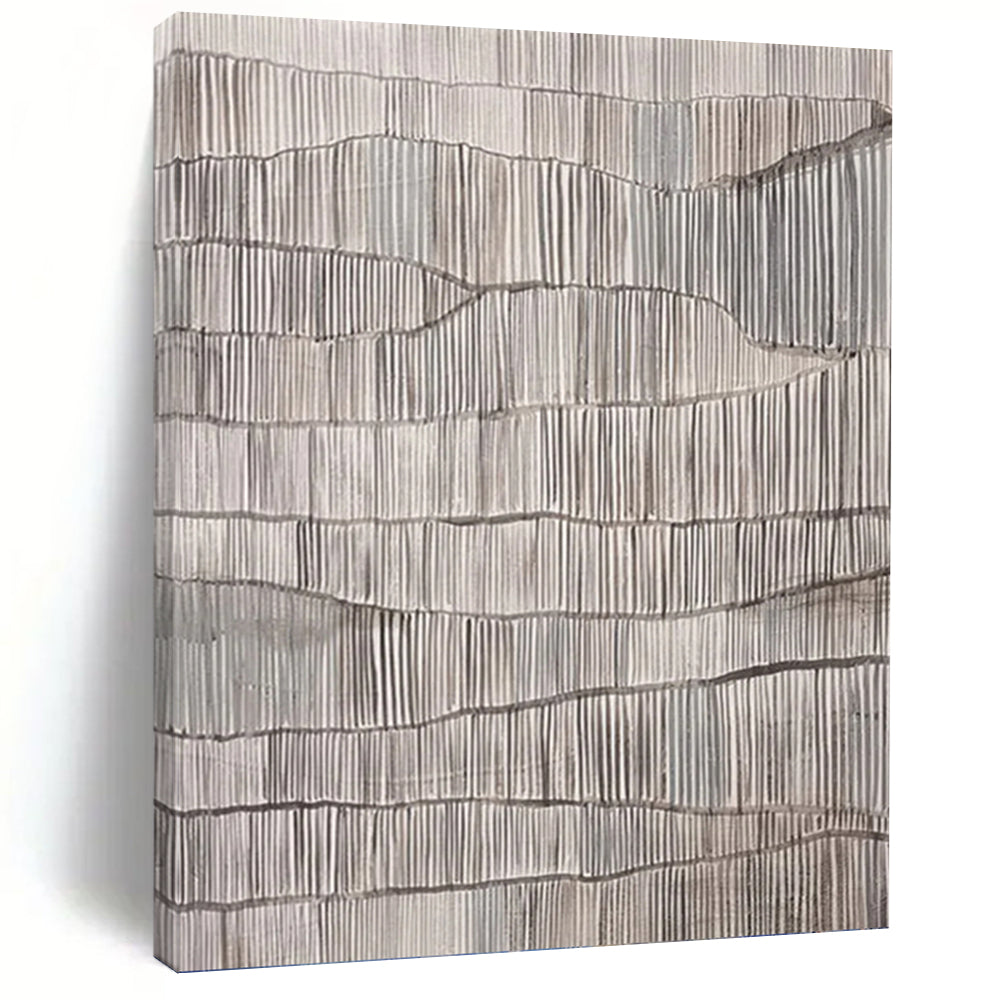 “Gray Textured Ridges” Abstract Painting on Canvas, Modern Gallery Decor DKH1034