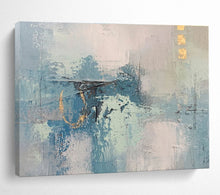 Load image into Gallery viewer, Abstract Blue and Gray Painting on Canvas - “Subtle Shades” DKH757
