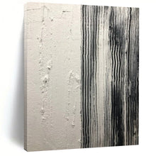 Load image into Gallery viewer, “Textured Divide” – Smooth white and vertically striped black - gray, contrasting textures DTP382
