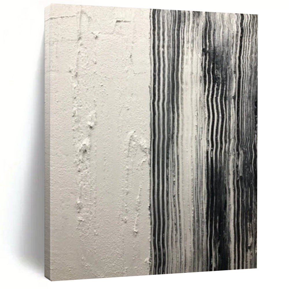 “Textured Divide” – Smooth white and vertically striped black - gray, contrasting textures DTP382