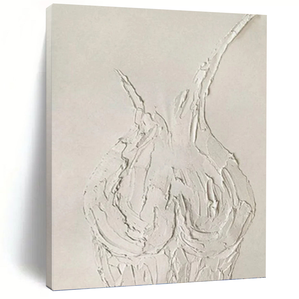 “Textured White Vase Abstract” Abstract Painting on Canvas, Minimalist Decor Piece DKH990