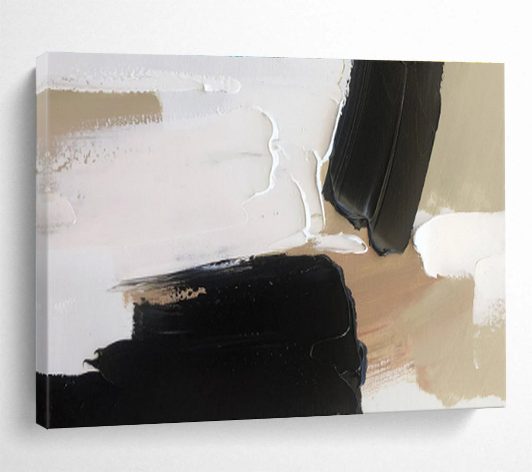 Black, White, and Beige Abstract Painting for Modern Bedroom & Art - Loving Library DKH316