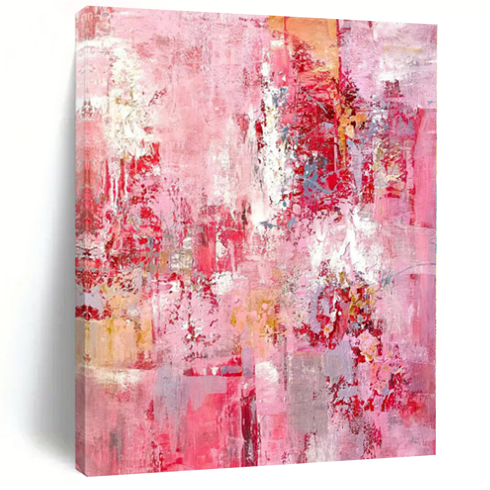 Large - Scale Hand - painted Pink Abstract Splendor Acrylic Art for Feminine - Inspired Bedrooms LargeART0204