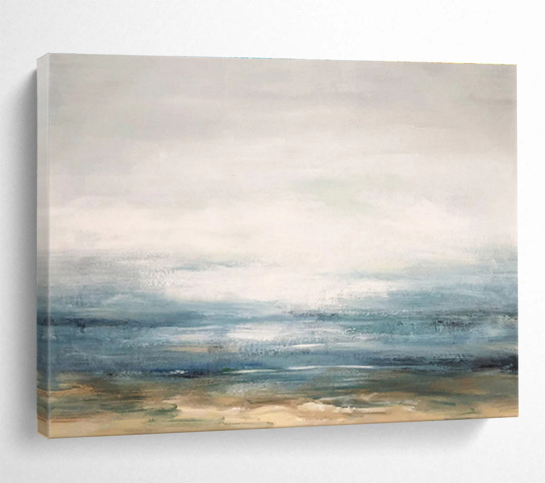 Soft - Hued Abstract Seascape for Coastal Bedroom & Nautical Library DKH174