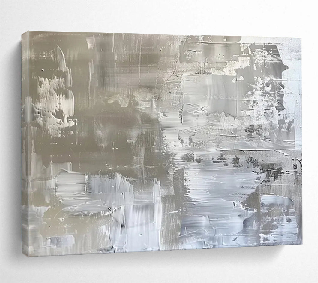 Monochromatic Silver Textured Abstract Abstract acrylic painting DLZ104