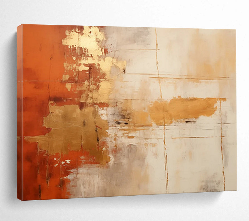 Orange, Gold, and White Abstract Fusion Abstract acrylic painting DLZ094