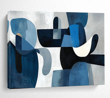 Load image into Gallery viewer, Hand - painted Blue and Gray Abstract Forms Acrylic Art for Calming Bedroom Retreats LargeART1713
