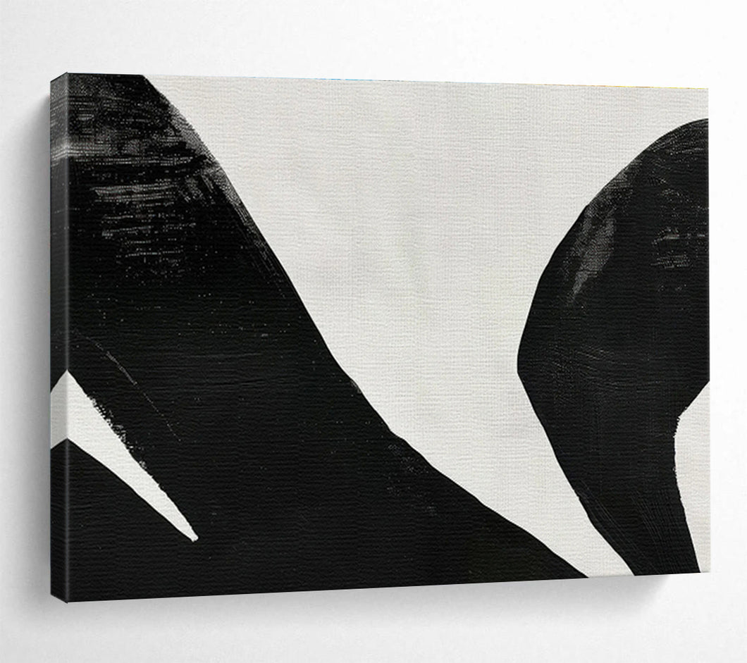 Abstract Painting on Canvas: Black - and - White Bold Forms - “Dramatic Contrast” DKH586