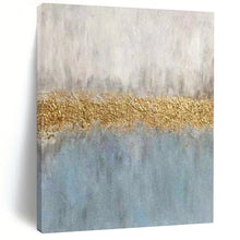 Load image into Gallery viewer, Blue &amp; Gold Abstract Striped Art, Ideal for Serene Bedroom &amp; Sophisticated Office LargeART2289
