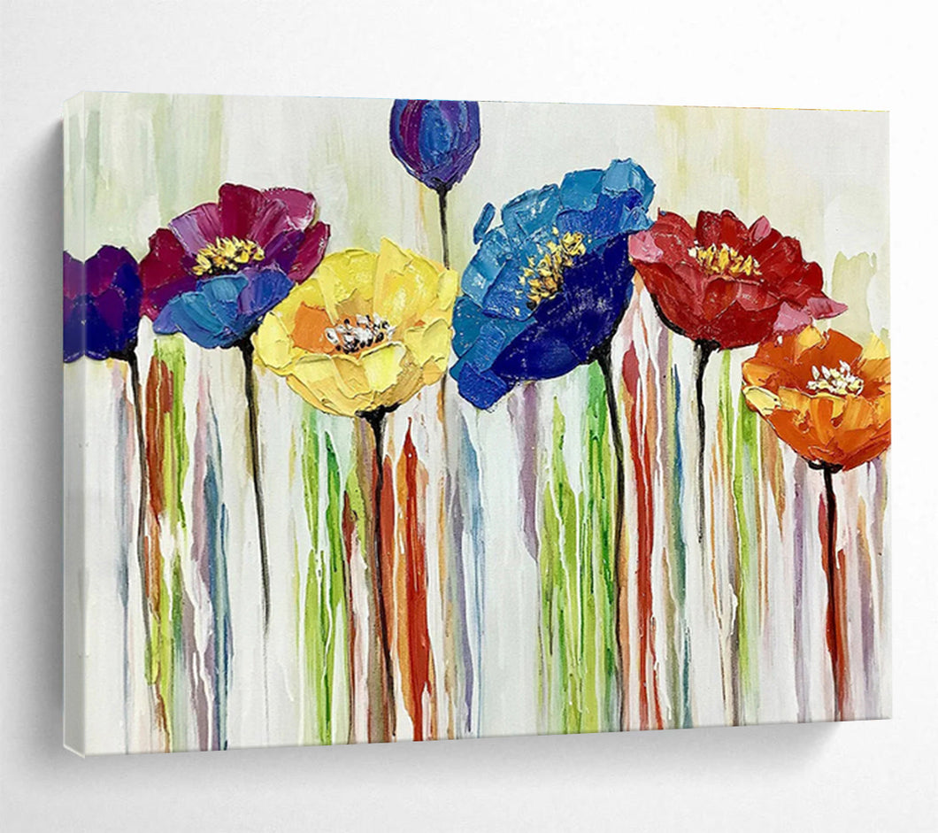 Colorful Flower Painting on Canvas - “Vibrant Blooms” DKH783