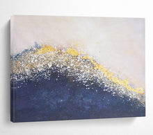 Load image into Gallery viewer, “Gold and Blue Textured Wave” - Luxurious Abstract Acrylic, Great for Luxury Bathroom and Living Room DLZ268
