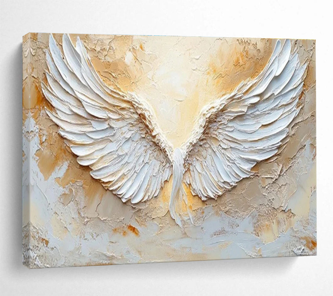 Textured White Wings Abstract Painting On Canvas DKH455