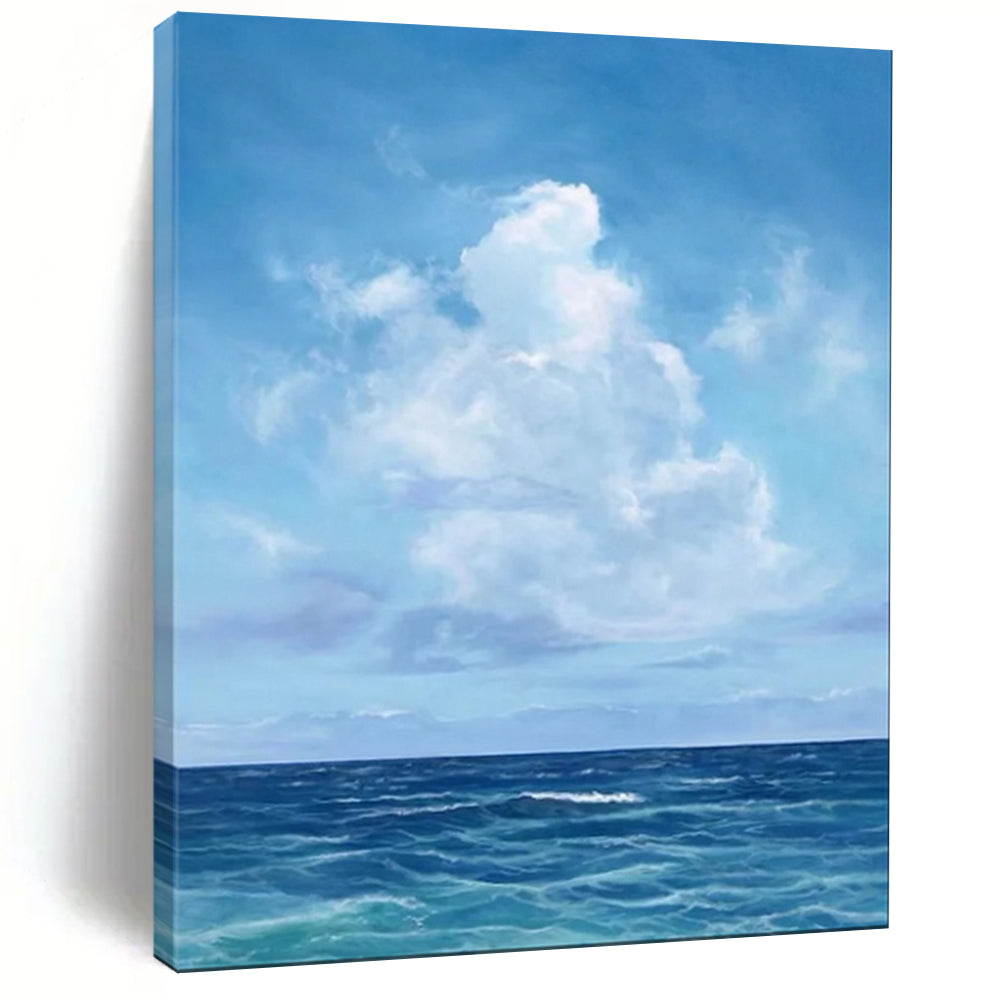 Blue Sea & Sky Abstract Painting, Perfect for Coastal Living Room & Beach House Bedroom LargeART1890